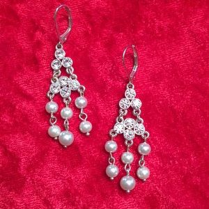 Crystal and pearl earrings
